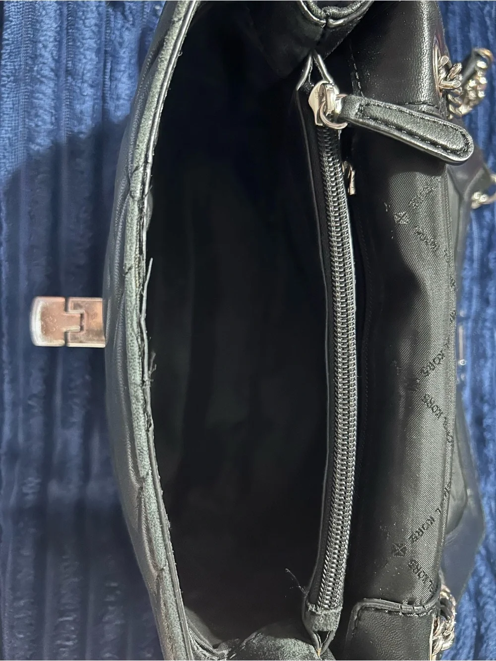 Michael Kors Black Quilted Shoulder Bag with Silver Chain